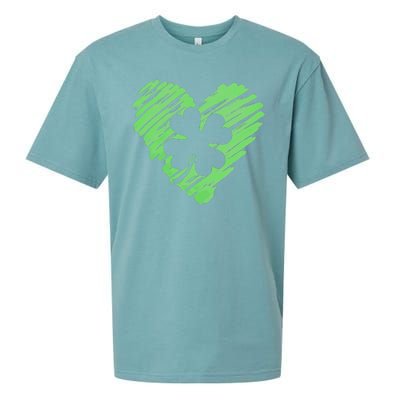 Cute St Patrick's Day Scribble Shamrock Heart Sueded Cloud Jersey T-Shirt