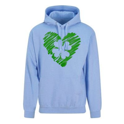 Cute St Patrick's Day Scribble Shamrock Heart Unisex Surf Hoodie