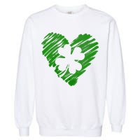 Cute St Patrick's Day Scribble Shamrock Heart Garment-Dyed Sweatshirt