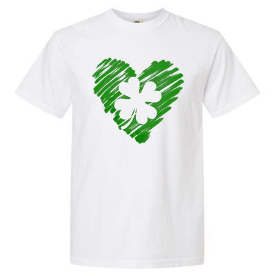 Cute St Patrick's Day Scribble Shamrock Heart Garment-Dyed Heavyweight T-Shirt