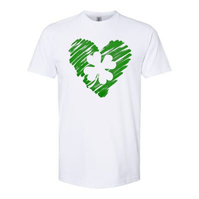 Cute St Patrick's Day Scribble Shamrock Heart Softstyle CVC T-Shirt