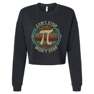 Can't Stop Pi Won't Stop Math Pi Day Funny Maths Club Gifts Cropped Pullover Crew