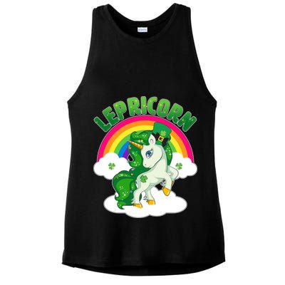 Cute St Patricks Day Rainbow Lepricorn Unicorn Leprechaun Ladies PosiCharge Tri-Blend Wicking Tank