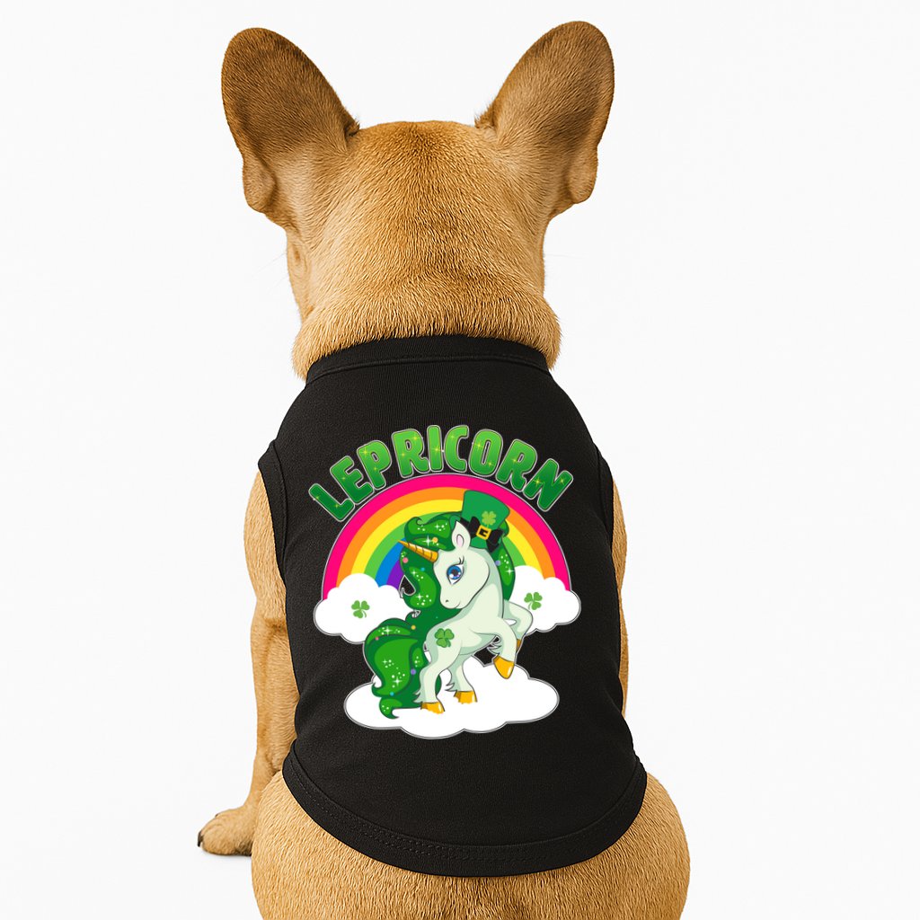 Cute St Patricks Day Rainbow Lepricorn Unicorn Leprechaun Doggie Tank