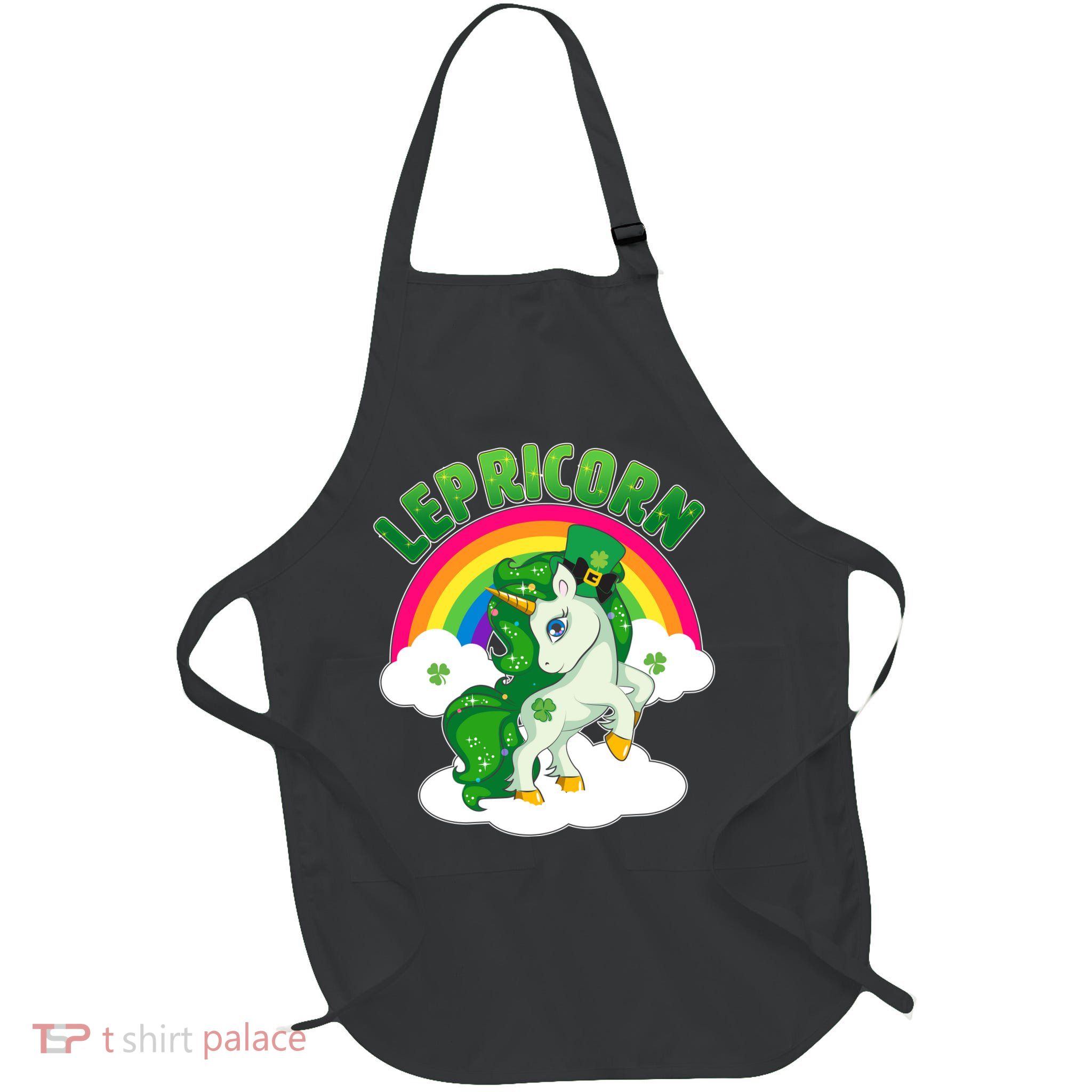 Cute St Patricks Day Rainbow Lepricorn Unicorn Leprechaun Apron