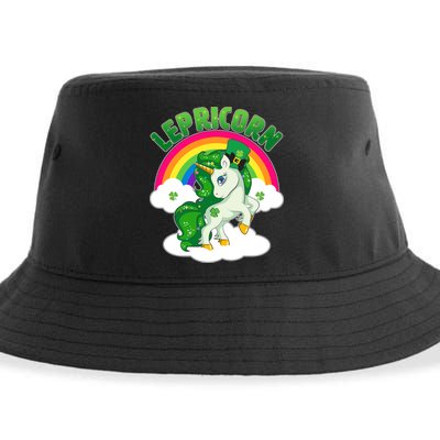 Cute St Patricks Day Rainbow Lepricorn Unicorn Leprechaun Sustainable Bucket Hat