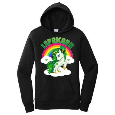 Cute St Patricks Day Rainbow Lepricorn Unicorn Leprechaun Women's Pullover Hoodie