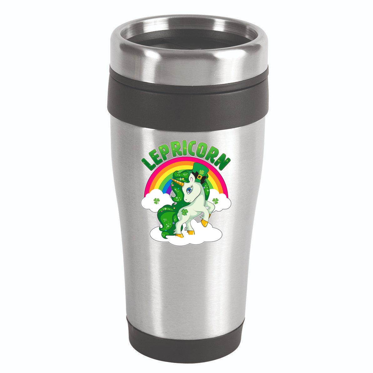 Cute St Patricks Day Rainbow Lepricorn Unicorn Leprechaun 16oz Travel Tumbler
