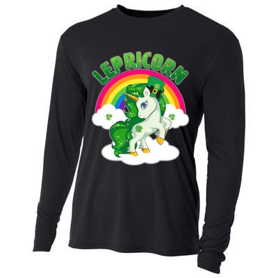 Cute St Patricks Day Rainbow Lepricorn Unicorn Leprechaun Cooling Performance Long Sleeve Crew