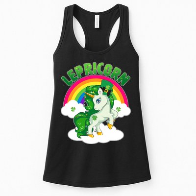 Cute St Patricks Day Rainbow Lepricorn Unicorn Leprechaun Womens Tank Top
