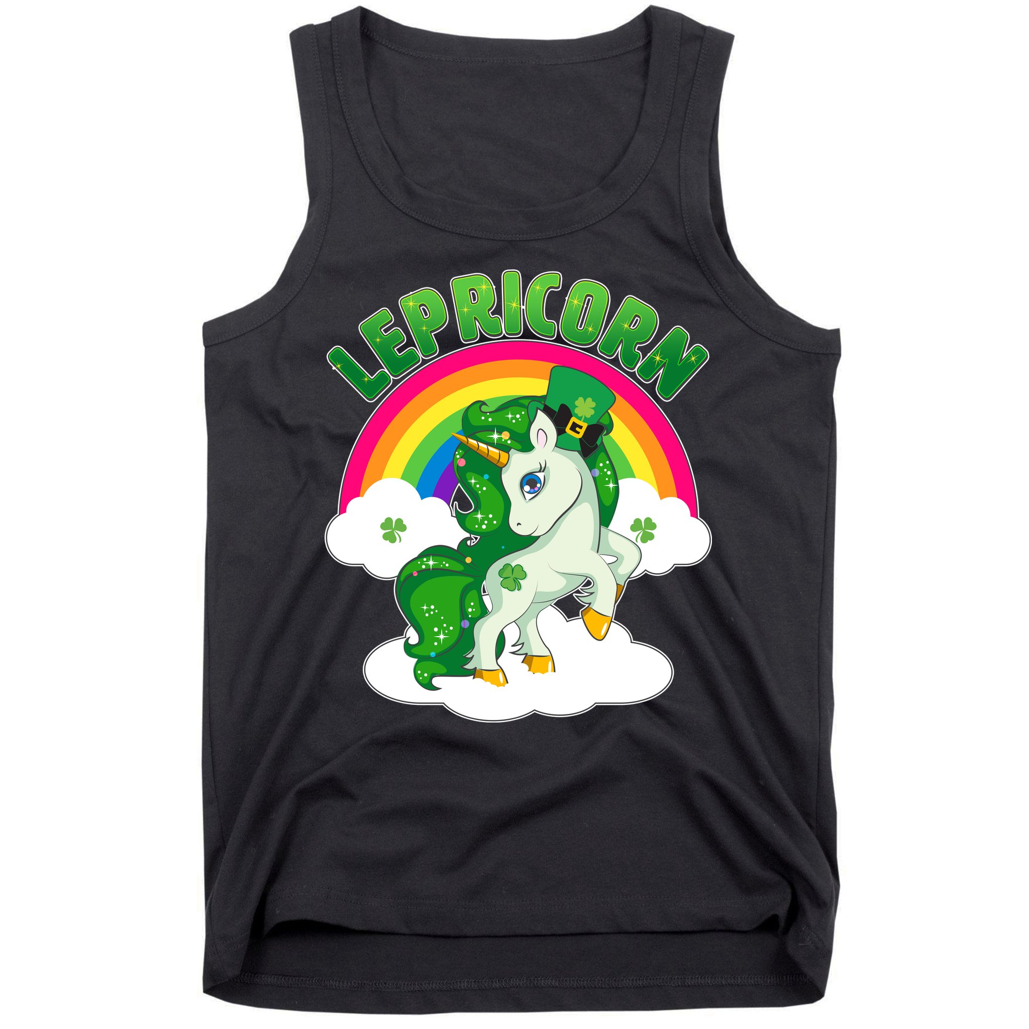 Cute St Patricks Day Rainbow Lepricorn Unicorn Leprechaun Tank Top