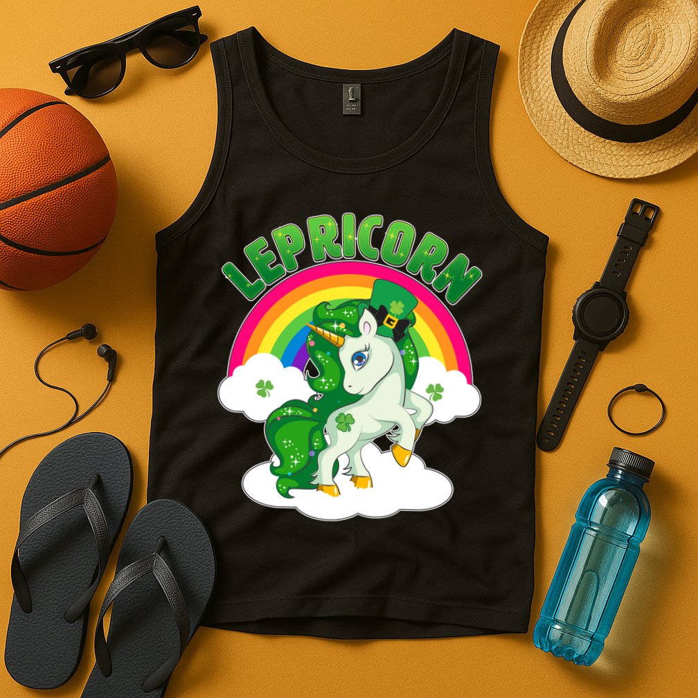 Cute St Patricks Day Rainbow Lepricorn Unicorn Leprechaun Tank Top
