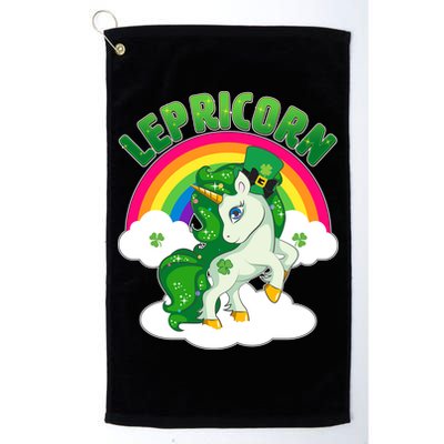 Cute St Patricks Day Rainbow Lepricorn Unicorn Leprechaun Golf Towel