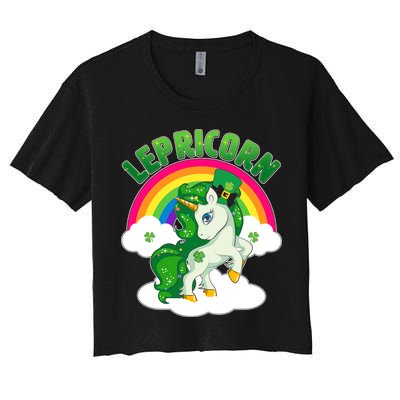 Cute St Patricks Day Rainbow Lepricorn Unicorn Leprechaun Crop Top
