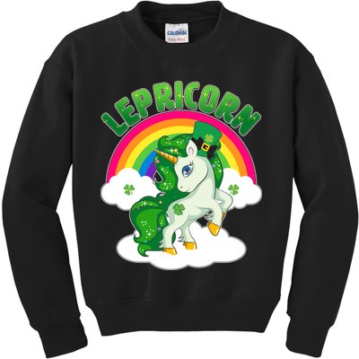 Cute St Patricks Day Rainbow Lepricorn Unicorn Leprechaun Kids Sweatshirt