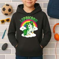 Cute St Patricks Day Rainbow Lepricorn Unicorn Leprechaun Kids Hoodie