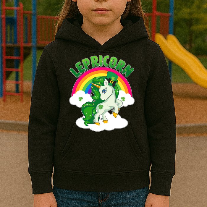 Cute St Patricks Day Rainbow Lepricorn Unicorn Leprechaun Kids Hoodie