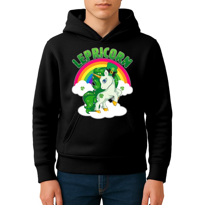 Cute St Patricks Day Rainbow Lepricorn Unicorn Leprechaun Kids Hoodie
