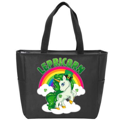 Cute St Patricks Day Rainbow Lepricorn Unicorn Leprechaun Zip Tote Bag