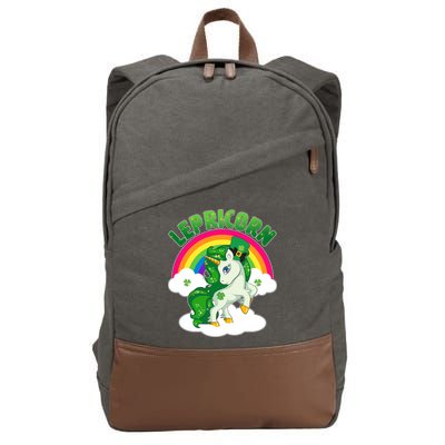 Cute St Patricks Day Rainbow Lepricorn Unicorn Leprechaun Cotton Canvas Backpack