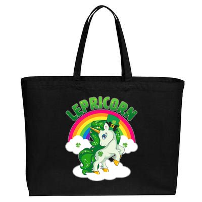 Cute St Patricks Day Rainbow Lepricorn Unicorn Leprechaun Cotton Canvas Jumbo Tote