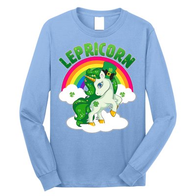 Cute St Patricks Day Rainbow Lepricorn Unicorn Leprechaun Long Sleeve Shirt
