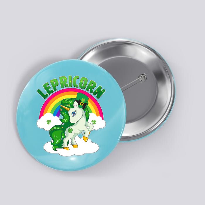 Cute St Patricks Day Rainbow Lepricorn Unicorn Leprechaun Button