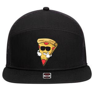 Cool Sunglasses Pizza Gift 7 Panel Mesh Trucker Snapback Hat