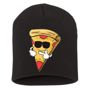 Cool Sunglasses Pizza Gift Short Acrylic Beanie