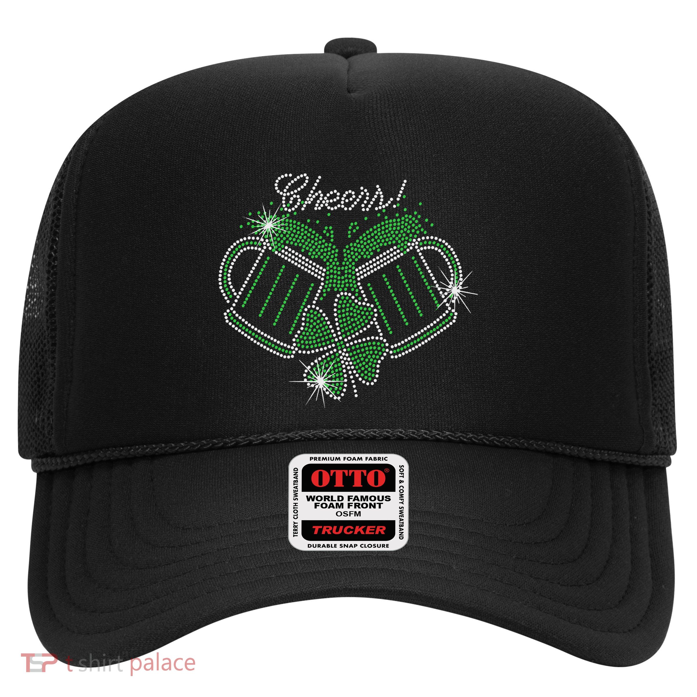 Cheers St Patricks Day Drink Beer Bling Rhinestone Shamrock Trucker Hat
