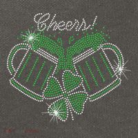 Cheers St Patricks Day Drink Beer Bling Rhinestone Shamrock Cotton Canvas Backpack