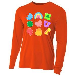 Cute St Patricks Day Marshmallow Shapes Cooling Performance Long Sleeve Crew