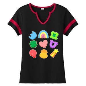 Cute St Patricks Day Marshmallow Shapes Ladies Halftime Notch Neck Tee