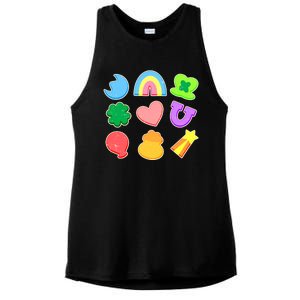 Cute St Patricks Day Marshmallow Shapes Ladies PosiCharge Tri-Blend Wicking Tank