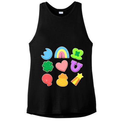 Cute St Patricks Day Marshmallow Shapes Ladies PosiCharge Tri-Blend Wicking Tank