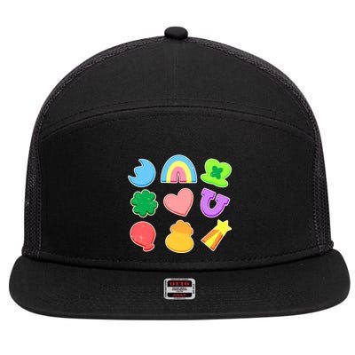 Cute St Patricks Day Marshmallow Shapes 7 Panel Mesh Trucker Snapback Hat