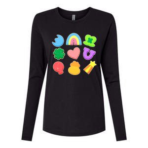 Cute St Patricks Day Marshmallow Shapes Womens Cotton Relaxed Long Sleeve T-Shirt