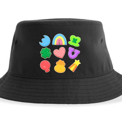 Cute St Patricks Day Marshmallow Shapes Sustainable Bucket Hat