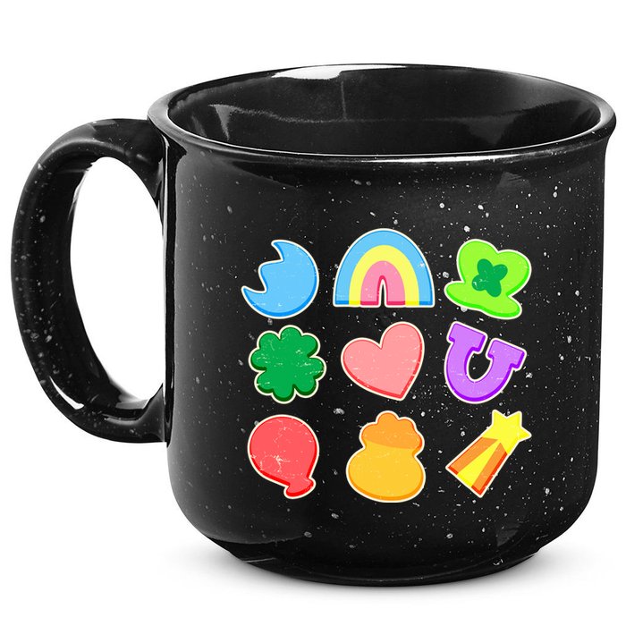 Cute St Patricks Day Marshmallow Shapes 15oz Campfire Ceramic Mug