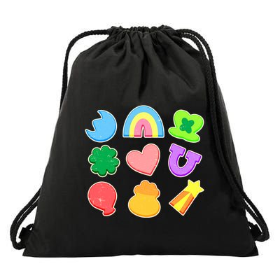 Cute St Patricks Day Marshmallow Shapes Drawstring Bag