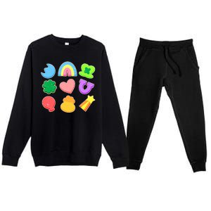 Cute St Patricks Day Marshmallow Shapes Premium Crewneck Sweatsuit Set