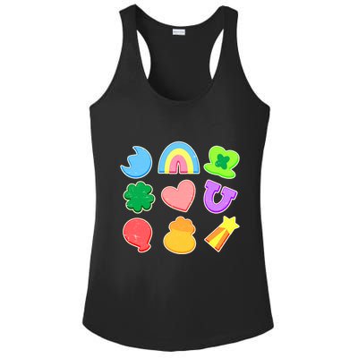 Cute St Patricks Day Marshmallow Shapes Ladies PosiCharge Competitor Racerback Tank