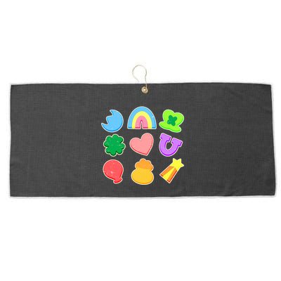 Cute St Patricks Day Marshmallow Shapes Large Microfiber Waffle Golf Towel