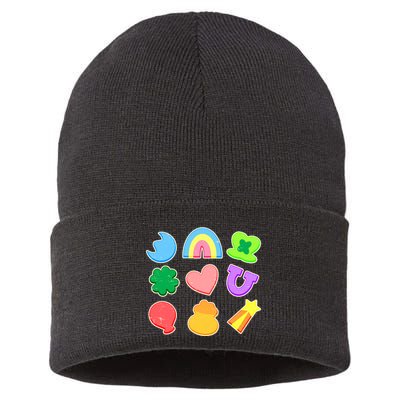 Cute St Patricks Day Marshmallow Shapes Sustainable Knit Beanie