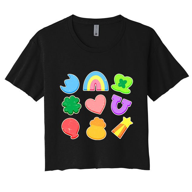 Cute St Patricks Day Marshmallow Shapes Crop Top