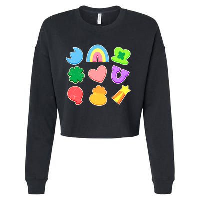 Cute St Patricks Day Marshmallow Shapes Cropped Pullover Crew