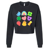 Cute St Patricks Day Marshmallow Shapes Cropped Pullover Crew
