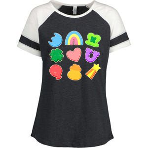 Cute St Patricks Day Marshmallow Shapes Enza Ladies Jersey Colorblock Tee