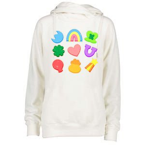 Cute St Patricks Day Marshmallow Shapes Womens Funnel Neck Pullover Hood