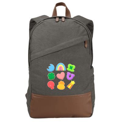 Cute St Patricks Day Marshmallow Shapes Cotton Canvas Backpack